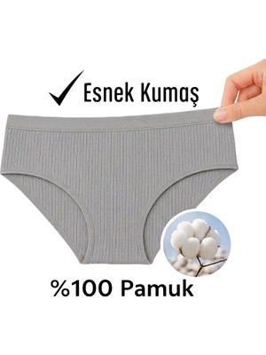 Orivra 6'lı Set Ribana Dokulu Yüksek Bel Kadın Külot Nefes Alabilir