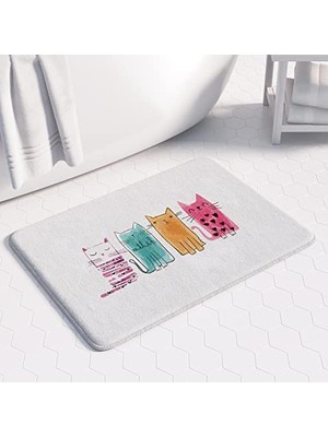 Cekar Store Sevimli Tasarımlı Mikrofiber 2'li Takım Banyo Paspası, Kaymaz Taban, Makinede Yıkanabilir (40X60_50X80)