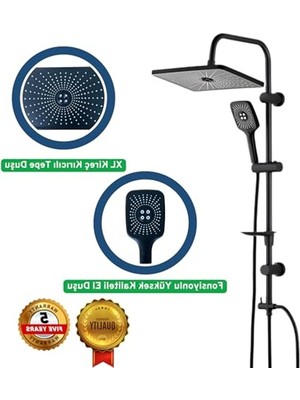 Cekar Store Drom Vann Kolonlu Tepe Duş Seti Siyah 5 Yıl Garantili