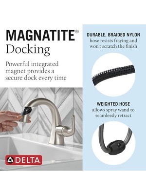 Daisy Home Musluk Arvo Pull- Tek Delikli Banyo Bataryası, Fırçalanmış Nikel Banyo Lavabo Bataryası, Püskürtücülü Banyo Bataryası, Tek Kolu Banyo Bataryası, Spotshield Nikel 115840LF-SPPD