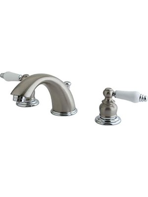 Daisy Home KB977B Viktorya Dönemine Ait Yaygın Lavabo Bataryası Meşe ve Porselen Saplı, Nikel ve Cilalı Krom