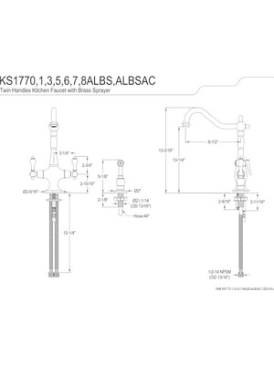 Daisy Home Pirinç KS1778ALBS Mutfak Musluk Pirinç Spray, 8 – 1/4-Inç, Saten Nikel