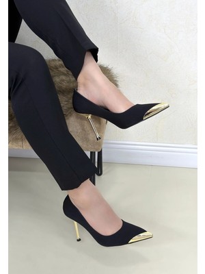 Alfanora Siyah Saten Stiletto Ayakkabı
