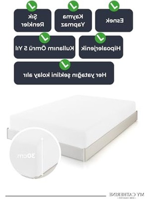 Cekar Store Lastikli & Hipoalerjenik ÇARŞAF%100 Pamuk Penye Kumaş Beyaz 120X200, Luxcarsaf