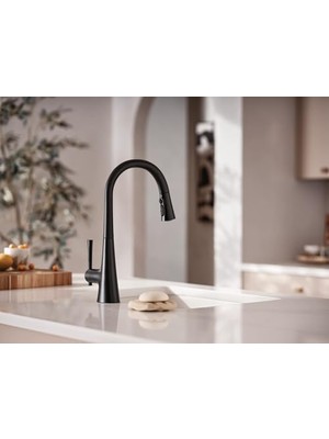 Daisy Home 9126BL Kurv Koleksiyonu Güç Arttırma ve Refleksli Tek Kulplu Açılır Mutfak Bataryası, Mat Siyah