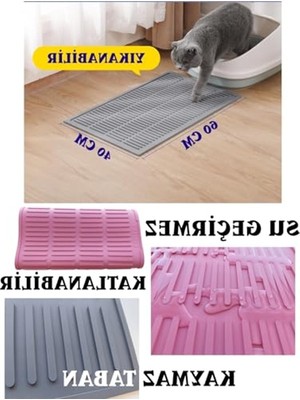 Cekar Store Silikon Kedi Kumu Matı - Havuzlu, Yıkanabilir, Su Geçirmez Tuvalet Önü Paspası - Kaymaz Taban, Kum Önleyici ve Toplayıcı