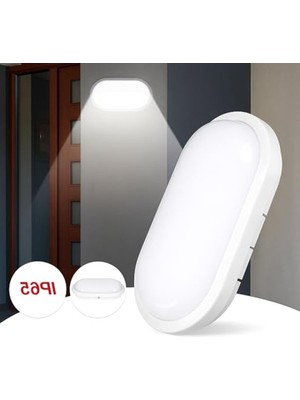 Cekar Store Aydos 15W IP65 Oval Beyaz LED Tavan ve Duvar Lambası | 6500K Beyaz Işık | Su ve Toz Geçirmez Banyo Bahçe Balkon Aydınlatma Armatürü | Yüzeye Monte, 1500 Lümen (220V)          [enerji Sınıfı A+]