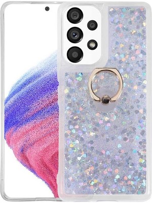 Daisy Home Galaxy A73 ile Uyumlu Kılıf Içi Sıvılı Yüzüklü Kapak Gümüş