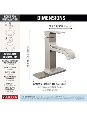 Daisy Home Musluk Velum Kavisli Borulu Tek Delikli Banyo Bataryası, Fırçalanmış Nikel Banyo Lavabo Bataryası, Banyo Bataryası, Banyo Bataryası, Banyo Bataryası, Paslanmaz 539-SSMPU-DST