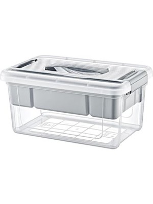 Cekar Store Orret Home Bölmeli ve Katlı Plastik Organizer Makyaj Düzenleyici – Kilitli Takım Sandığı Organizer Kutu, Taşıma Kulplu Çok Amaçlı Düzenleyici, Katlı Saklama Kutusu (9 Litre)