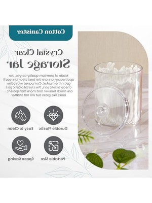 Cekar Store Qtip Tutucu, Makyaj Makyaj Düzenleyici Depolama, Kapaklı Şeffaf Plastik Eczacı Kavanozları, Banyo Pamuklu Çubuk Dispenseri, 2X10OZ ve 2X7OZ, 4'lü Paket, Kahverengi Ahşap Kapaklar,