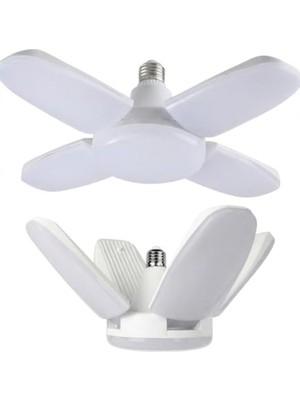 Cekar Store 30 Watt 4 Kollu Pervane LED Ampul, Katlanabilir Fan Tipi Tavan Lambası, 6500K Beyaz Işık, 3250 Lümen, E27 Duy Uyumlu, Enerji Tasarruflu Atölye ve Oda Aydınlatması          [enerji Sınıfı F]