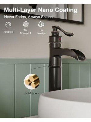 Daisy Home Bwe Gemi Lavabo Bataryası, Yağ Pürüzlü Bronz, Şelale Ağzı, Tek Delikli Pirinç