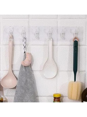 Cekar Store Aee® 2 Adet Şeffaf Duvar Askısı 5'li Iz Bırakmayan Güçlü Yapışkanlı Askı Kapı Arkası Banyo Mutfak Düzenleyici Kanca Askılık