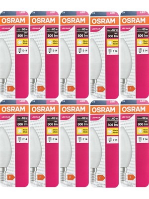Avarson (10 Adet) Ledvance 7,5W Sarı Işık (2700K) E14 Duylu (Ince Duy) LED Ampul