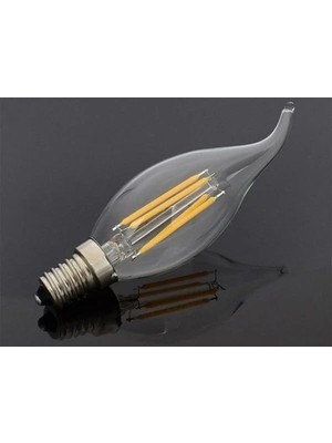 Cekar Store Amberled 5 Adet Kıvrık Buji Ampul 4W Şeffaf Filament Rustik LED Ampul – E14 Duy, 3200K Günışığı Işık - Cata - Avize Ampulü          [enerji Sınıfı F]