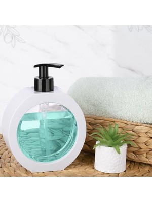 Cekar Store Yuvarlak Şekilli Şık Sıvı Sabunluk & Deterjanlık Sıvı Sabun Haznesi Banyo Sabunluğu Mutfak Deterjanlığı Deterjan Haznesi 350 ml (Siyah)