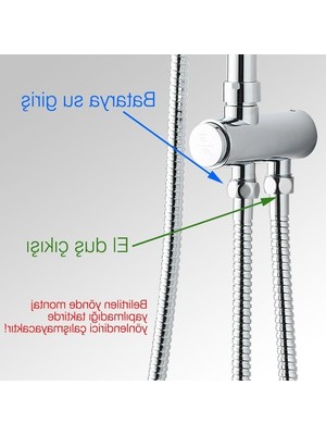 Cekar Store Fause Kolonlu Tepe Duş Seti Robot Duş Yağmurlama Slim Çelik Başlıklar KDS101