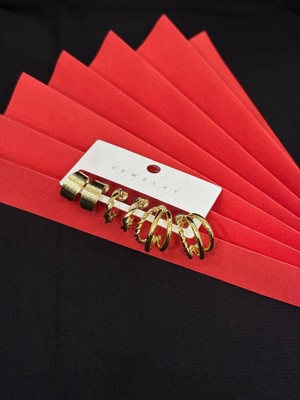 Melisa Takı & Aksesuar 316L Çelik Jewelry Gold Renk 6lı Set Zirkon Taşlı Küpe