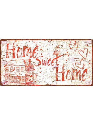 AYNED Print Pas Görünümlü Home Sweet Home Ahşap Tabela – Rustik Dekoratif Duvar Süsü - 15X30 cm