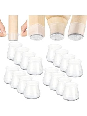 Cekar Store 36 Adet (2cm - 2,5 Cm) Keçeli Silikon Yarı Saydam Mobilya Sandalye Kaydırmaz Zemin Koruyucu,beyax