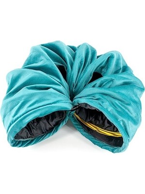 Cekar Store Kadife Kumaş - Katlanabilir/katlanabilir - 135X20 cm Kedi Tüneli (Miami Mavisi)