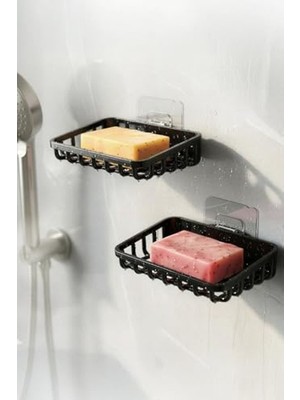 Cekar Store Orret Home 2 Adet Duvara Yapıştırılabilir Plastik Katı Sabunluk Kalıp Sabunluk Delme Gerektirmez Yapışkanlı Duş Banyo Lavabo Sabunluğu