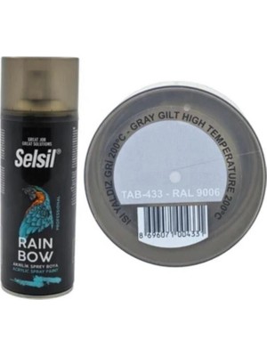 Selsil Rainbow Akrilik Sprey Boya 200 Derece Isıya Dayanıklı Yaldız Gri