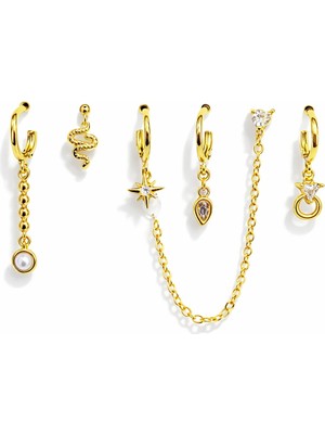 Venüs Design Çelik 6lı Set Küpe