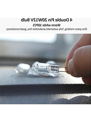 Cekar Store G4 Halojen Lamba, 10'lu Paket G4 20W 12 V Halojen Ampul Sıcak Beyaz 2700K Kısılabilir Şeffaf Kapsül Lambaları Isınma Için Sinyal Lambaları Ray Aydınlatması