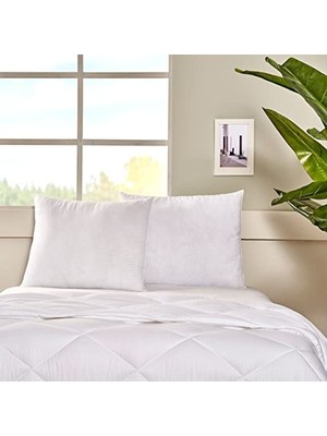 Cekar Store Taç Comfort Düz Dış KUMAŞ:%100 Pamuk, Iç Dolgu: Boncuk Elyaf Yastık, Beyaz, 50X70 cm
