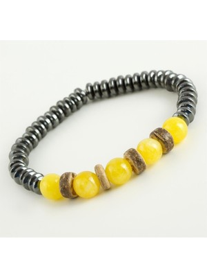 Zero Land Muratech Akik - Hametit Doğaltaş Bileklik-Sarı
