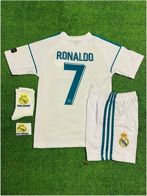 R.madridd 2018 Kiev Şampiyonlar Ligi Finali Cristiano Ronaldo Çocuk Forması 4'lü Set (Armalı)