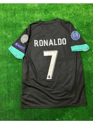 R. Madridd 2017-18 Kiev Şampiyonlar Ligi Finali Cristiano Ronaldo Forması (Siyah-Kısa)