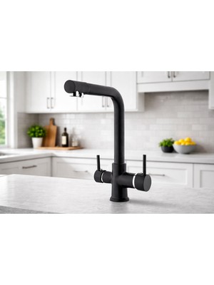 Vitkar Su Armatür Arıtmalı Mutfak Eviye Bataryası Siyah