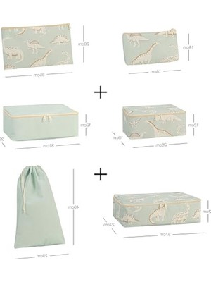 Cekar Store Ocean Home Textile 6'lı Çocuk Odası Dinozor Bavul Içi Düzenleyici Set
