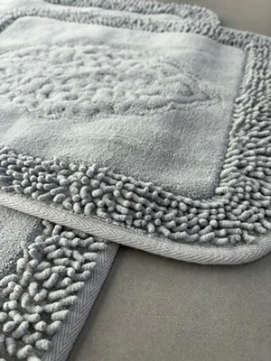 Cekar Store Şile Yumuşacık, Süper Emici 2'li 100% Pamuk Ultra Lüks Banyo Paspası Seti, Antrasit, 60X100 cm