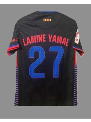 Barcelona 2024/25 Yeni Sezon Lamine Yamal 27 Numara Deplasman Forması (BLACK)7467564897659
