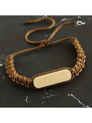 Zero Land Muratech Ahşap Makrome Örgülü Bileklik-Pembe