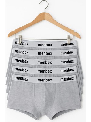 5'li Paket Gri Erkek Boxer – Pamuklu Likralı, Rahat Iç Giyim
