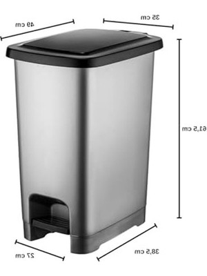 Cekar Store Pedallı Plastik Çöp Kovası, Siyah Kapaklı Gri, (60 Litre)