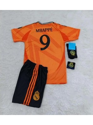 R. Madridd 2024/25 Yeni Sezon Kylian Mbappe Deplasman Çocuk Forması 4'lü (Armalı Set)