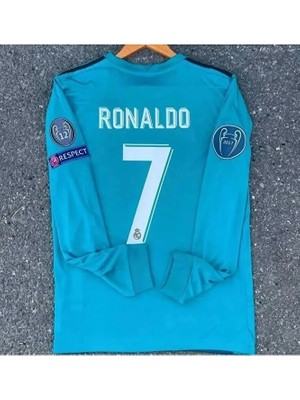 R. Madridd 2017/18 Sezonu Cristiano Ronaldo Röveşata Nostalji Forması (Uzun Kol)