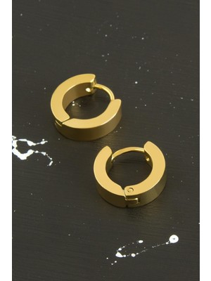 Zero Land Muratech Sarı Renkli Erkek Çelik Küpe 1,5 Cm-Sarı