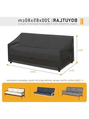 Cekar Store Haegs Çift Kişilik Bahçe Koltuk Örtüsü, Koruma Kılıfı, Su Geçirmez Açık Hava Bahçe Mobilya Kılıfları, Dış Mekan Sandalye Kılıfı Örtü Branda, Ağır Hizmet Tipi, 200-85-80CM - Siyah