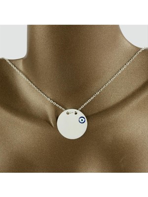 Zero Land Muratech Yuvarlak Isim Yazılabilir Boş Plaka Kolye-Gümüş Rengi