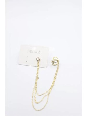 Die Grup Zincir Sallantılı Küpe - Altın