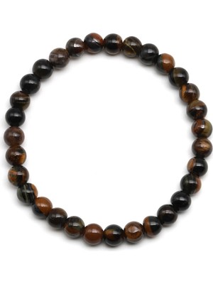 Yürük Market Doğal Kaplan Gözü Taşı Bileklik Kahverengi Doğal Taş Esnek Unisex Bileklik