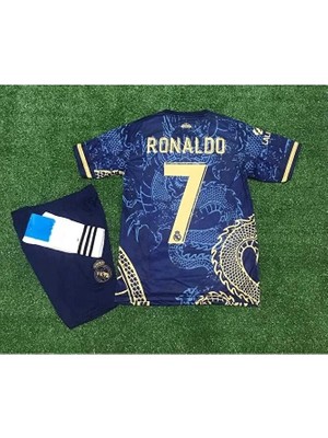 R.madridd 2023/24 Sezonu Ejderha Desenli Cristiano Ronaldo Çocuk Forması 3'lü Set (Brda)