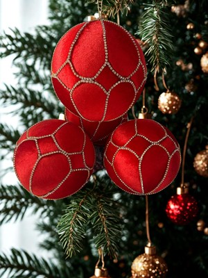 Haze Design Lab Kırmızı Dev Boy Yılbaşı Çam Ağacı Süsü - 18 cm Yılbaşı Çam Ağacı Topu